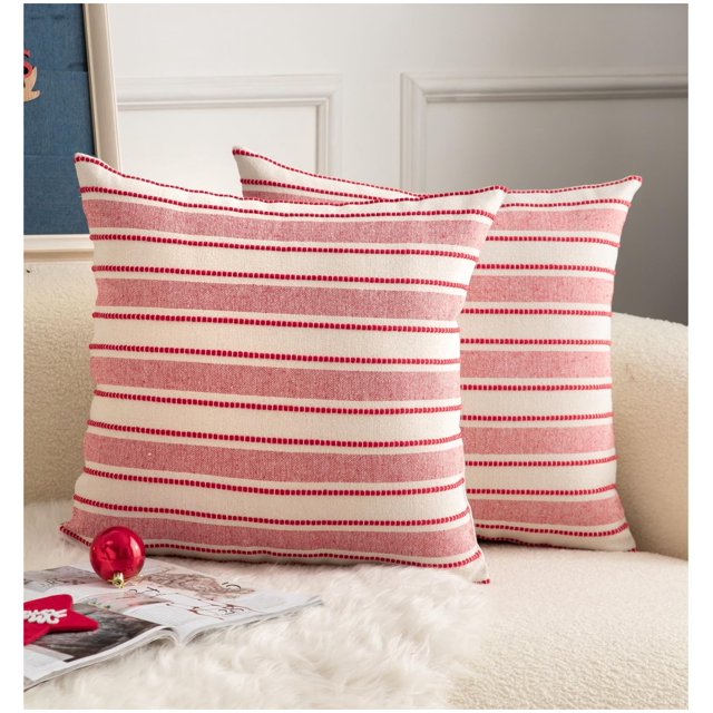 Fundas de almohada Cethom Christmas Boho texturizadas rojas, 45 x 45 cm, juego de 2