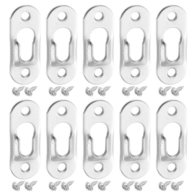 50Pcs Keyhole Picture Frame Hangers, 42x16mm Metal Keyhole Hanger, Silver