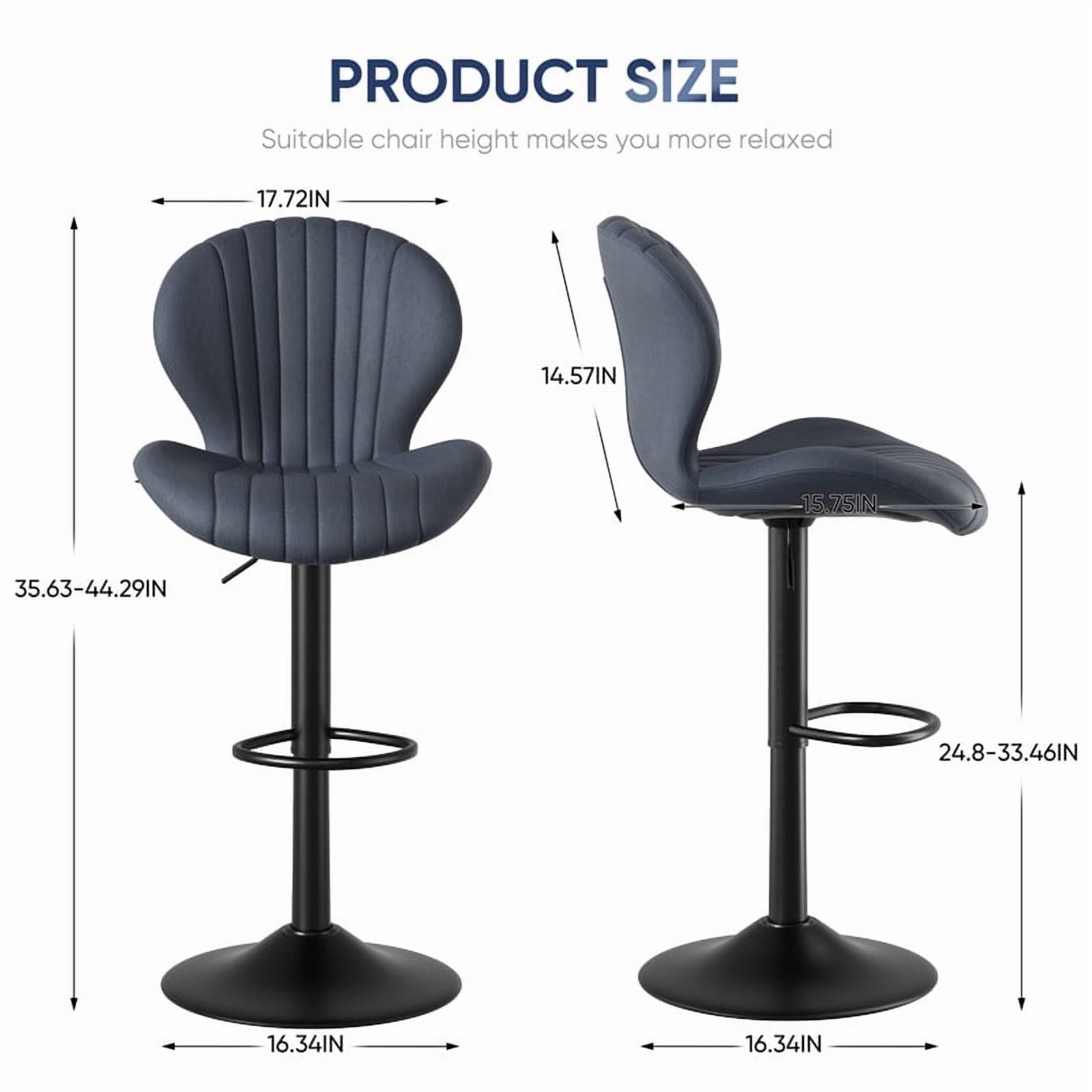 Daluvenix Swivel Bar Stools Set of 2 with Back, Adjustable Counter Height Bar Chairs with Heavy Duty Metal Base for Kitchen Island Dining Room Pub, Dark Grey