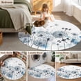 thumbnail image 6 of Round Rugs 4 Ft, Blue Teal Dandelion Non Slip Area Rugs for Kitchen Bedroom Entryway, Dragonfly Modern Art Watercolor Washable Carpet Runner Rug Floor Mats for Bedroom Home Decor, 6 of 9
