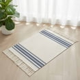 thumbnail image 3 of Abstract Geometric Blue Stripe Bathroom Rug 2'x3', White Backdrop Low Profile Front Entryway Rug with Tassels, Woven Cotton Washable Kitchen Mat Carpet for Foyer Bedroom Back Door Decor, 3 of 9