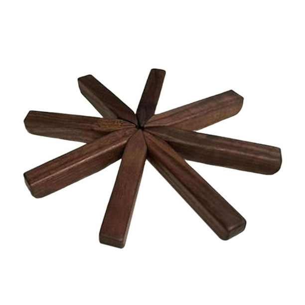 Salvamanteles de madera, tapete de madera para mesa, almohadilla resistente al calor, posavasos plegable para platos, soportes para ollas calientes, nuez