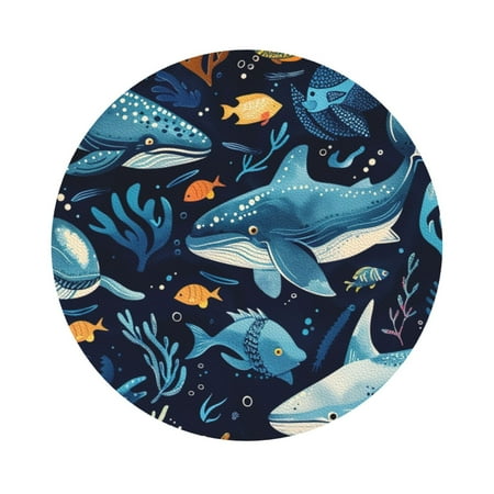 

Matuu Playful Whales Underwater Scene for Cup Coasters Set of 6 Leather Coasters Desk Coasters for Office Measures 4” x 4” Round Shape
