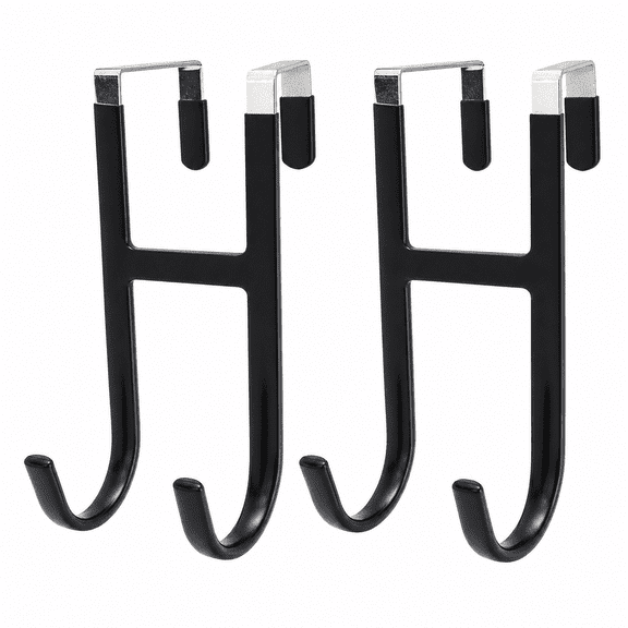 Over the Door Hooks with Non-Slip Silicone Pad, 2 Pack Heavy Duty Metal Door Hangers for Clothes Towels Coats Bags, No-Scratch Robe Hanger Organizers for Bathroom Bedroom, Fits Doors up to 1.4"