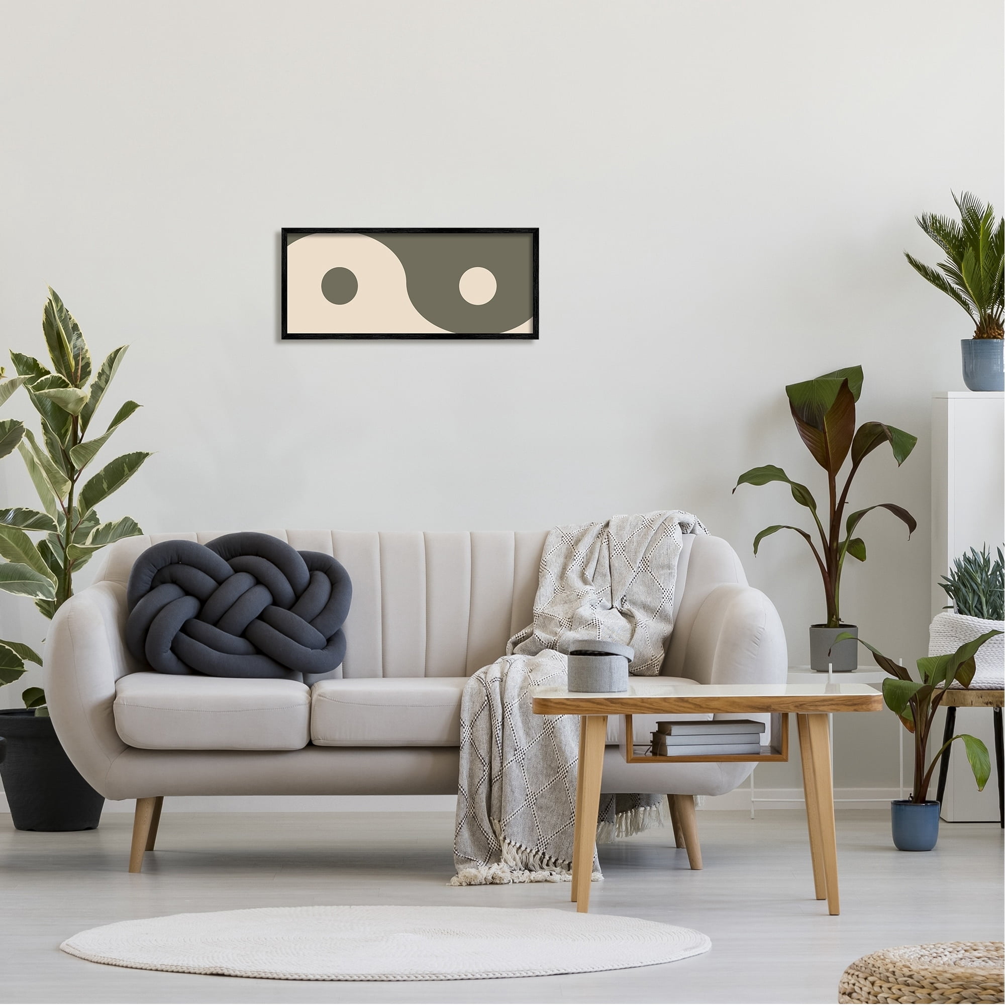 Stupell Industries Harmony Yin Yang Spiritual Symbol Minimal Design Graphic Art Black Framed Art Print Wall Art, Design by Daphne Polselli