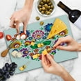 thumbnail image 4 of Polish Folk Art Cutting Board, Folkloric Slav Motif Graphic Shape as Heart with Colorful Spring Flowers, Decorative Tempered Glass Cutting and Serving Board, in 3 Sizes, by Ambesonne, 4 of 5