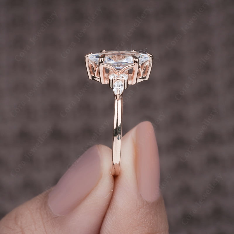 Cora Jewellery 1.5CT Marquise Cut Moissanite Engagement Ring for Women, 18K Rose Gold, 5.5 US