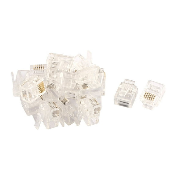 20pcs RJ12 6P6C Modular Plug Network Crimp Ethernet Cord Wire Adapter Connector