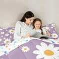 thumbnail image 4 of Feelyou Fashion Floral Flower Bedding Comforter Set 7 Pieces for Kids, Farmhouse Groovy Daisy Full Bedding Set, Dreamy Cartoon Purple Reversible Fitted Sheet Flat Sheet, Super Cozy Room Decor, 4 of 7