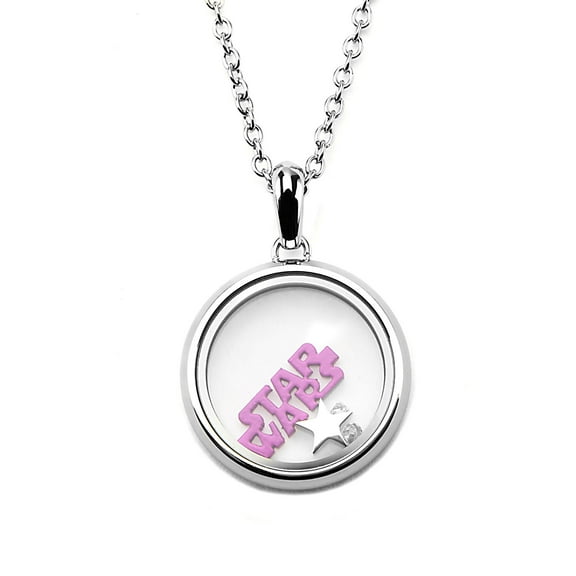 Star Wars Stainless Steel Pink Glitter Logo Beads Pendant with 18" Chain