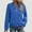 Blue, variant on Women's Jackets Lightweigh Athletic Under $15 Long Sleeve Hoodless Pocket Zipper Solid Color Jacket