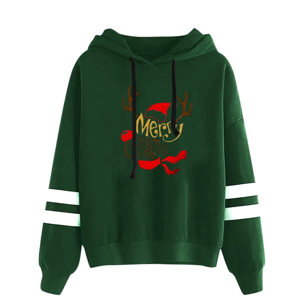 Abrigo horizontal doble con estampado navideño ajustado con capucha informal para mujer a la moda Fridja fhghd3249