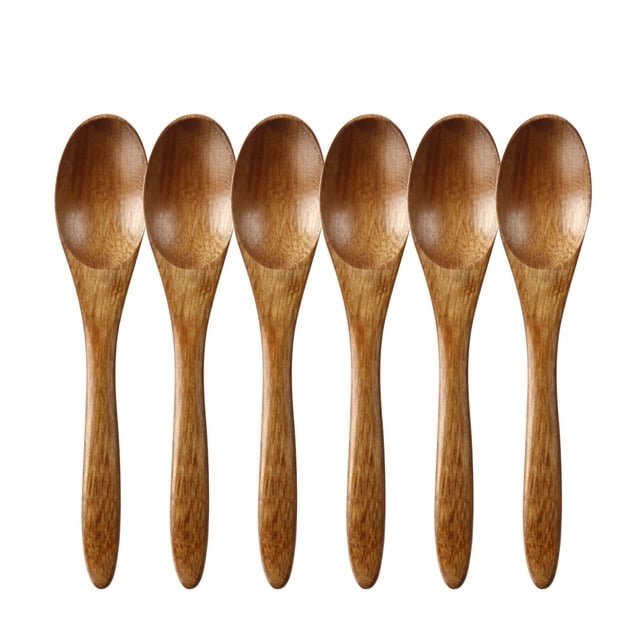 TIELUTT 6pcs Solid Wooden Spoon Japanese Spoon Small Wooden round Dinner Table Set for 4 Kitchen Table Set for 4 under 100 Dinning Table Runner Set Dining Table Set for 2 under 50 Plate Mat Set Chris