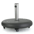 thumbnail image 2 of Outdoor Round Mobile Umbrella Base with Lockable Wheels,  Heavy Duty Market Stand with Stainless Steel Umbrella Holder, Adjustable Knobs & Wind-Resistant Design for Patio, Lawn, Black, 2 of 6