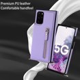 thumbnail image 4 of Nalacover Zipper Wallet Case for Samsung Galaxy S20 FE, Luxury PU Leather Crossbody Lanyard Shoulder Strap Magnetic RFID Blocking Cover with Kickstand Card Slots Holder Shockproof Case,Purple, 4 of 11