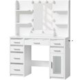 thumbnail image 2 of ELYKEN 43"W Makeup Vanity Desk with RGB Mirror, 7 Drawers&Power, White, 2 of 10