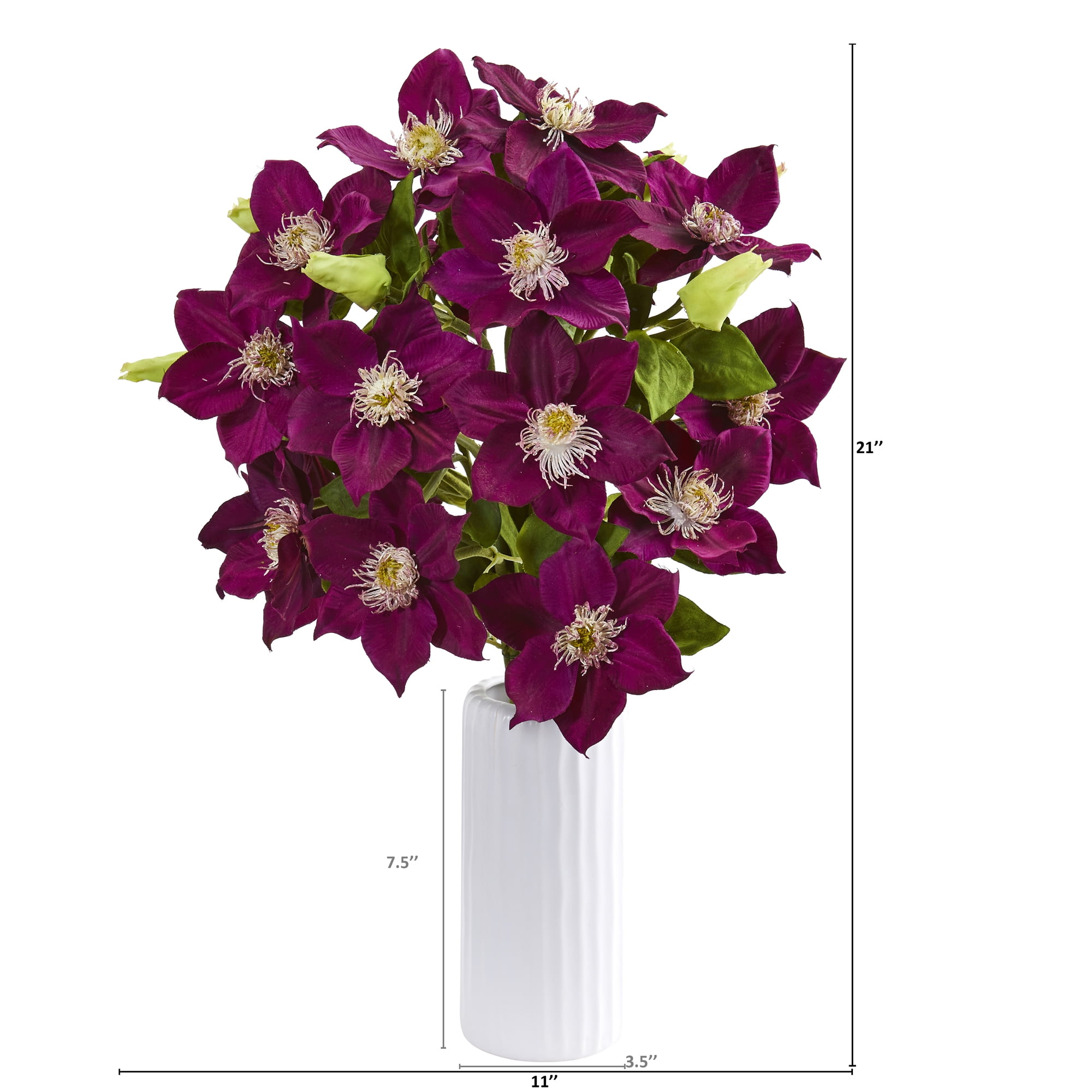 Nearly Natural 21” Anemone Artificial Arrangement in White Vase