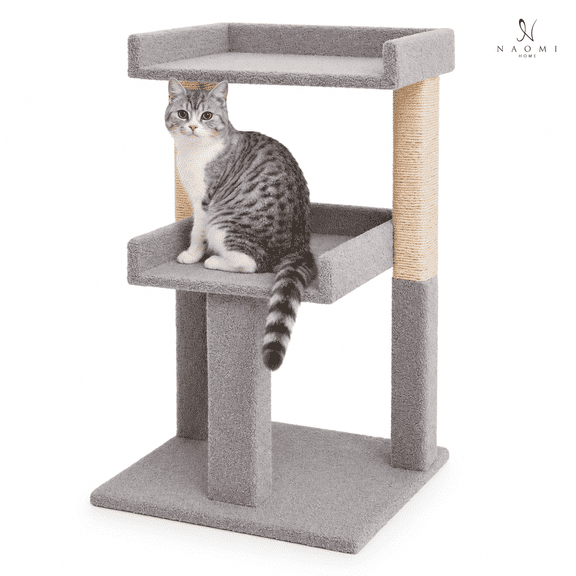 Lulu 2-Tier Cat Tree Tower for Indoor Cats – Large Cat Tower & Cat Condo for Large Cats | Cat Tree House:Gray