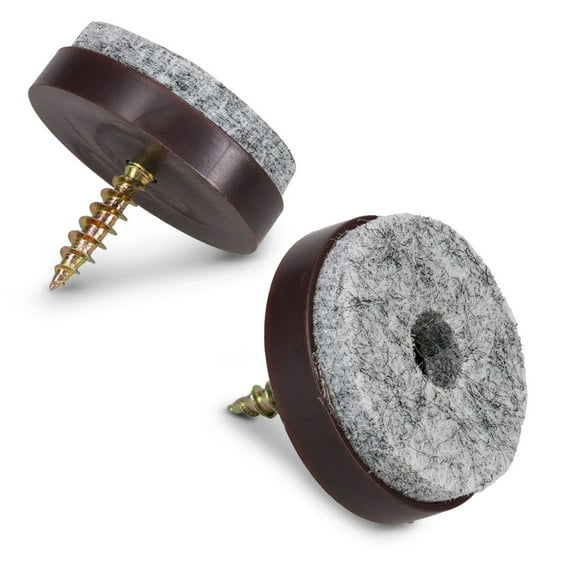 Navaris Felt Pads for Furniture (50 Pieces) - Round Screw-In Sliders for Chair Legs, Feet - Floor Gliders to Protect Hardwood -  1",  Brown