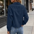 thumbnail image 4 of Edvintorg Jacket for Women Long Sleeve Casual Corduroy Coat Button Down Cropped Outerwear Woman Clothes Navy S-2XL, 4 of 8