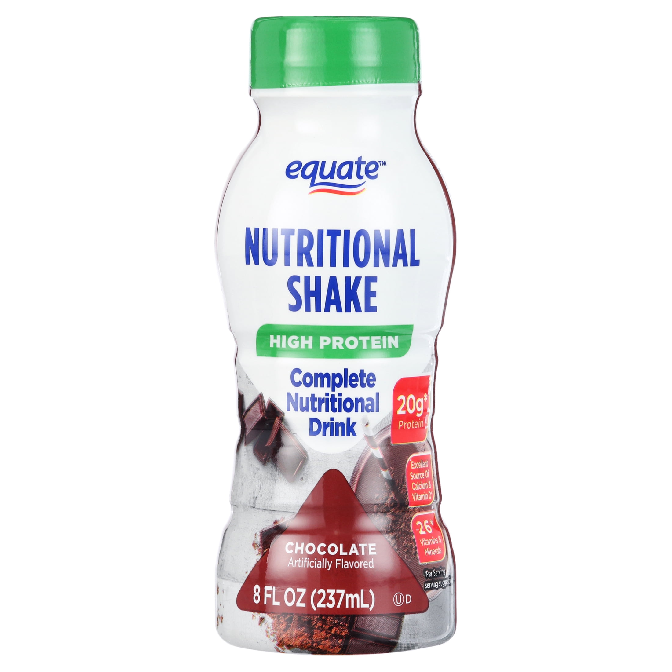 Equate High Protein Complete Nutritional Shake, Calcium and Vitamin D, Chocolate, 8 fl oz, 24 Count