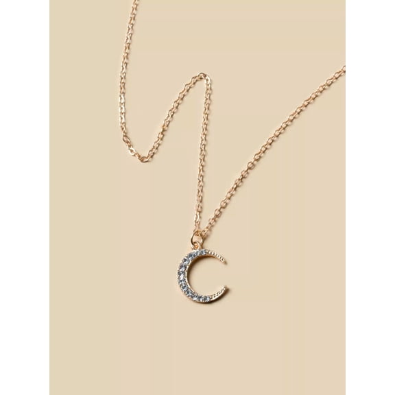 QQTDFG Rhinestone Moon Design Pendant Necklace Jewelry for Women Gift for Her Necklace-default