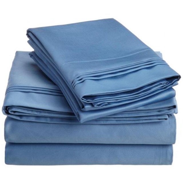 Egyptian Cotton 1500 Thread Count Solid Sheet Set California King-Medium Blue