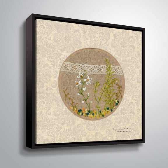 ArtWall Frolic in the forest - stitchery, Gallery Wrapped Floater-framed Canvas by Linda Arandas