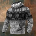 thumbnail image 2 of HXWCHs Western Aztec Print Long Sleeve Hooded Sweatshirt with Front Pocket for Men Casual Streetwear Outdoor Wear M Grey, 2 of 3