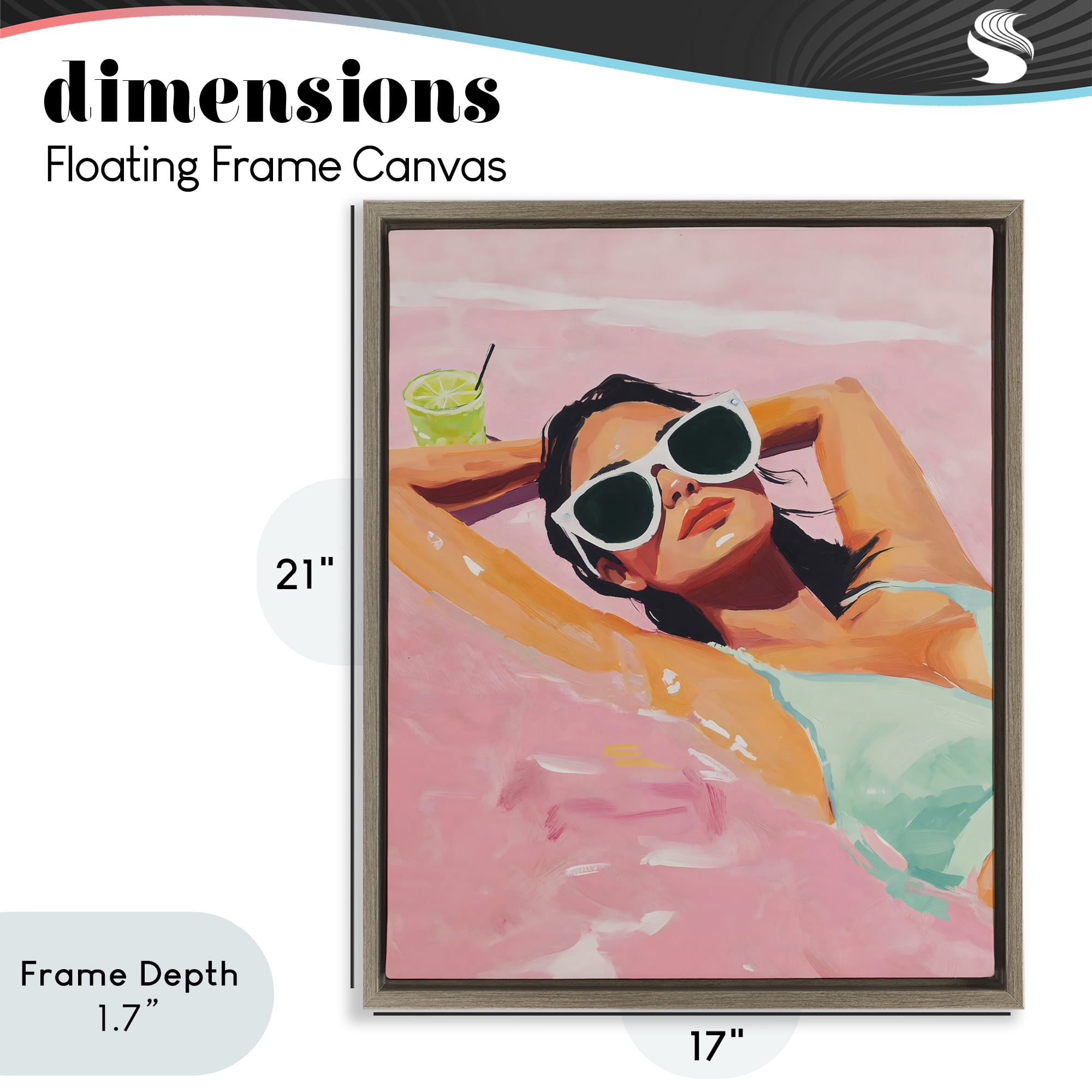 Stupell Industries Trendy Summer Girl Brown Framed Floater Canvas Wall Art, design by The Prints Vibe