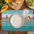 thumbnail image 4 of Turquoise Wood Grain Placemats Set of 6, Country Retro Wooden Plank Gray Placemats for Dining Table, Place Mats for Kitchen Tabletop, Waterproof Wipeable Dining Table Mats Set, 4 of 9