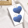 thumbnail image 2 of Women Gradient Blue Patttern Trendy Heart Leather Dangle Drop Studs Earrings, 2 of 7