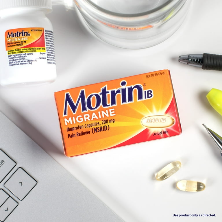 Motrin IB Migraine Relief Liquid Gel Capsules, 200 mg