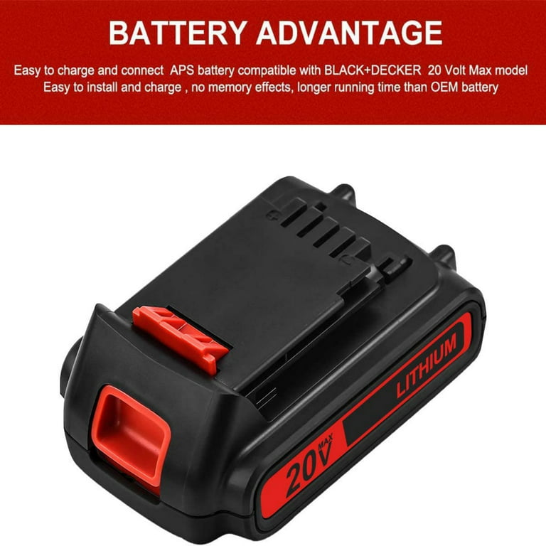 6.0Ah For Black and Decker 20 Volt Lithium Battery LBXR20 LST220 LBX20 /  Charger
