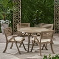 thumbnail image 3 of Chloe Outdoor 5 Piece Acacia Wood Dining Set with Round Table, 3 of 13