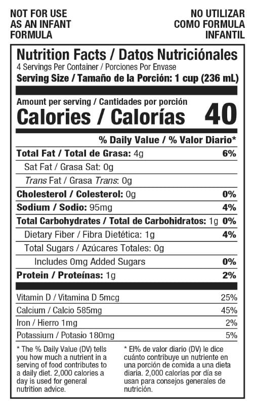 Naturally Brand Almond Milk Original, Unsweetened, 32 fl oz Carton