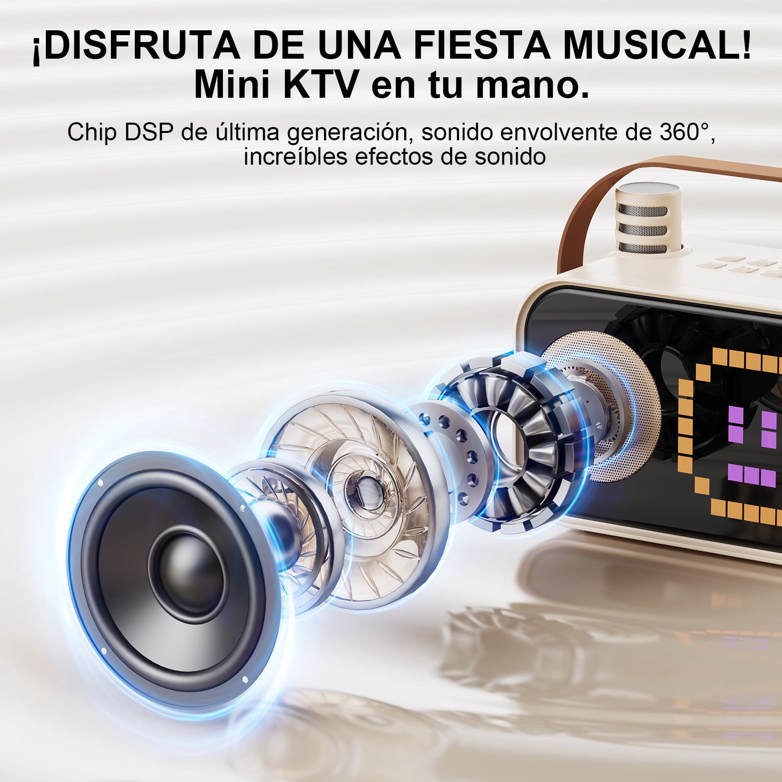 JYX Karaoke Machine for Kids Adults, Mini Karaoke Machine for Singing, Portable Party Speaker with Microphone, 15+ Pixel Animation, Kids Toy Gift