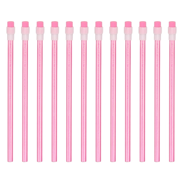 Lápiz de Grafito HB, Paquete de 12 Lápices de Madera Hexagonales Redondos con Goma de Borrar para Escritura en Oficina y Suministros de Dibujo, Rosa