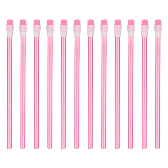 Lápiz de Grafito HB, Paquete de 12 Lápices de Madera Hexagonales Redondos con Goma de Borrar para Escritura en Oficina y Suministros de Dibujo, Rosa