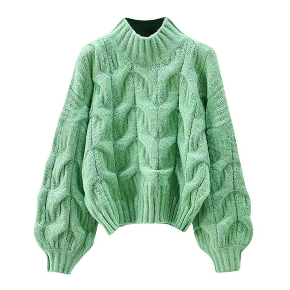 Womens Sweater Oversize Loose Casual Cable Knitted Long Sleeve Crewneck Cropped 2025 Fall Outfits