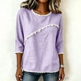 thumbnail image 6 of Jinhomg Ladies 3/4 Sleeve Blouses Cotton Blend Tops with Frayed Edge Lightweight Business Casual Summer Outfits for Women 2026 Purple,L, 6 of 9