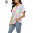thumbnail image 4 of Luxtrada Plus Size Womens Summer Short Sleeve V Neck T-Shirt Tops Blouse Ladies Casual Loose Oversized Gradient Print T Shirts-2XL, 4 of 8