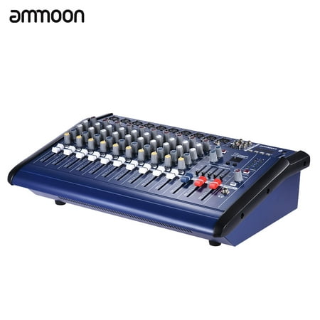 ammoon 10 Channels Powered Mixer Amplifier Digital Audio Mixing Console Amp with 48V Phantom Power USB/ SD Slot for Recording DJ Stage (Best Digital Mixing Console)