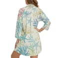 thumbnail image 2 of Xixirimido Starfish & Coral Print Women's Button Down Beach Cover Up Dress Long Sleeve Swimwear Cover Up Casual Loose Shirt Dress for Summer, Size S, 2 of 7