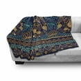 thumbnail image 3 of Paisley Soft Flannel Fleece Throw Blanket, Backgrounded Design with the Pattern of Flower Leaves and Dots Image, Cozy Plush for Indoor and Outdoor Use, 60" x 80", Blue Earth Yellow, by Ambesonne, 3 of 6