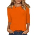 thumbnail image 1 of DENGDENG Hauts pour Femmes Chic Décontracté Manches 3/4 Col Rond T-Shirts Amples d'Été Tunique au Coude Hauts de Bureau Chemises Trois Quarts en Liquidation {1111} avec Poche Orange m, 1 of 9