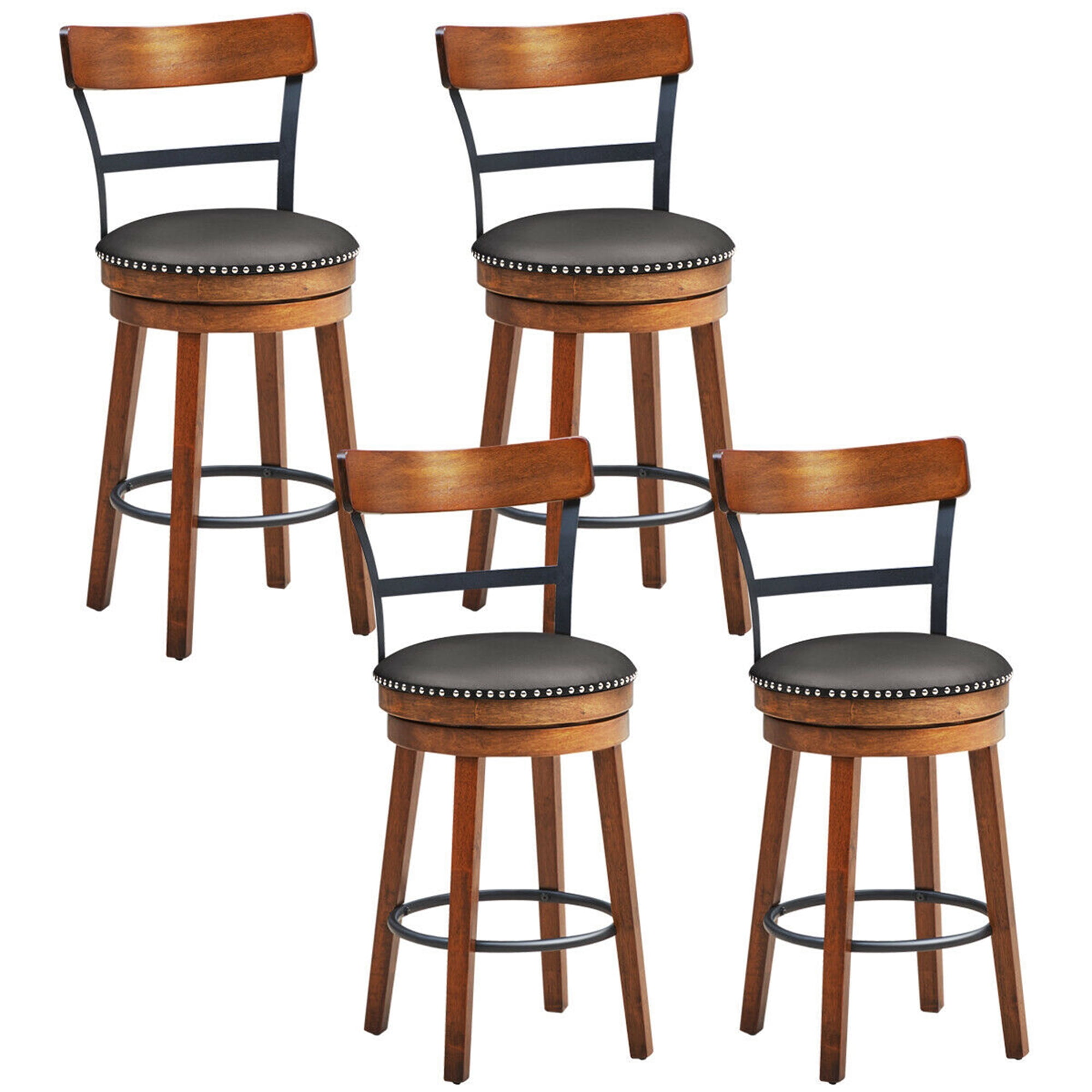 Gymax Set of 4 BarStool 25.5'' Swivel Counter Height Dining Chair with
