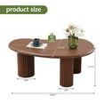 thumbnail image 3 of Wirrytor Cloud Coffee Table for Living Room, Oval Mid-Century Modern Wood Table with 3 Legs, Dark Brown, 3 of 9