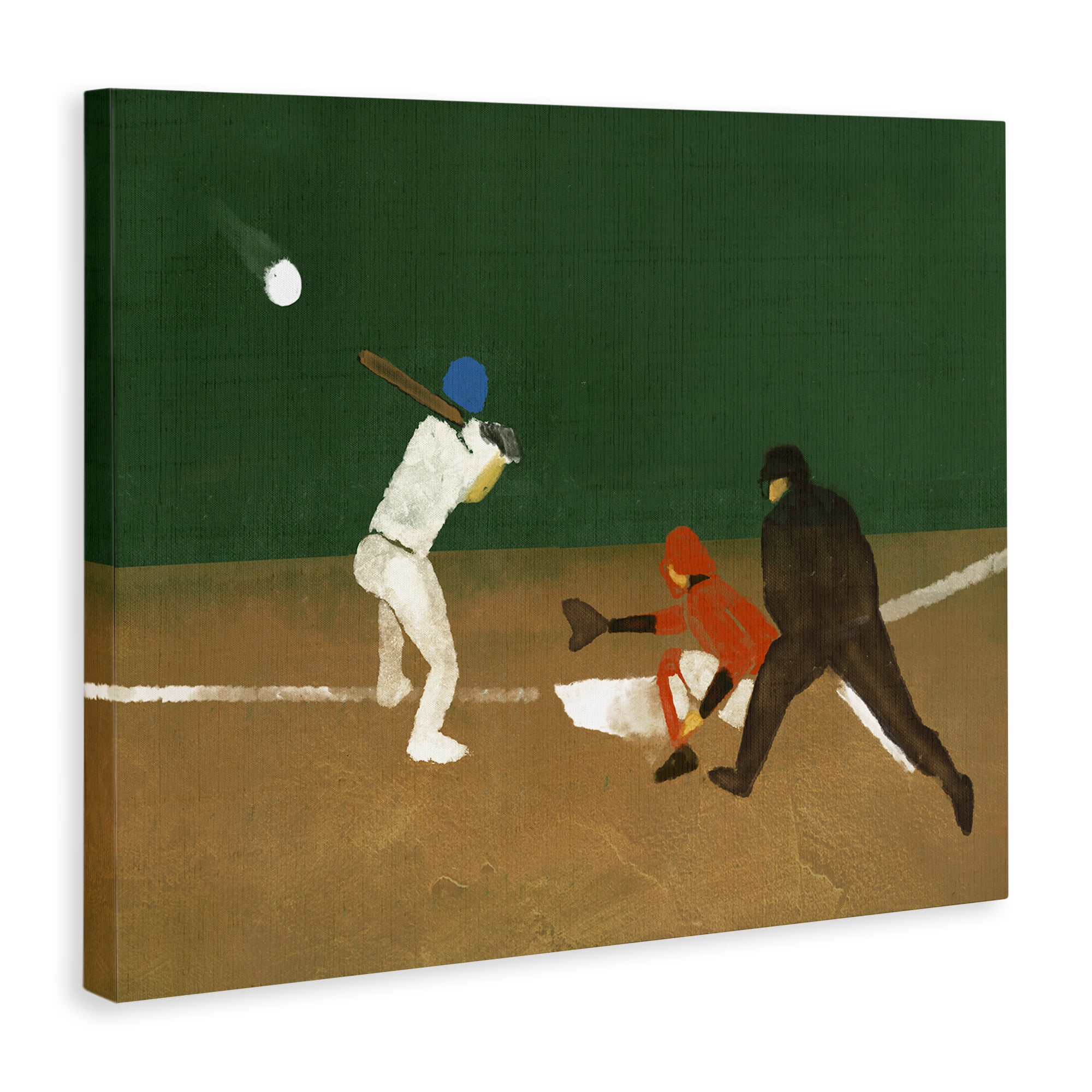 Stupell Industries Batting Baseball Players Sports Painting Wrapped Canvas Art Print Wall Art, 40 x 30