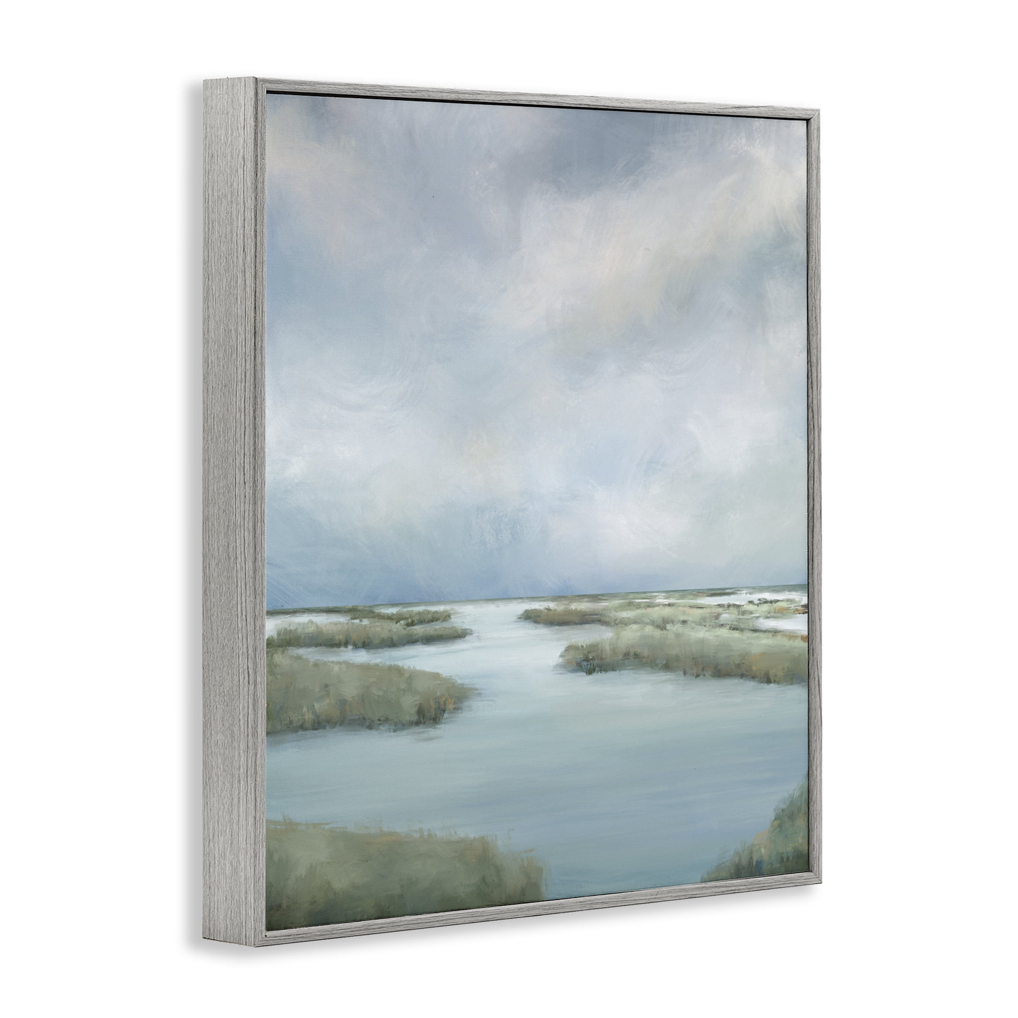 Hazy Marsh Land View Gray Framed Giclee Art, design by Leah Noel Art